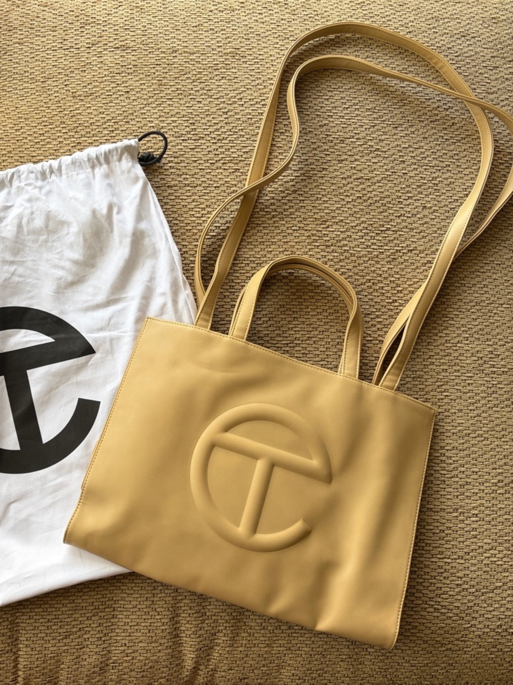 Telfar Cream Vegan Leather Medium Shopping Bag Purse